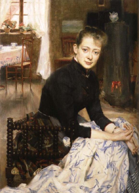 Richard Bergh Konstnarens wife oil painting picture